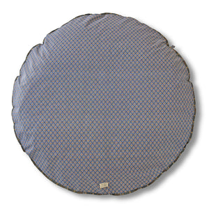 Hundebett rund aus Ethno-Stoff aus Afrika in Blau und Gelb für große Hunde