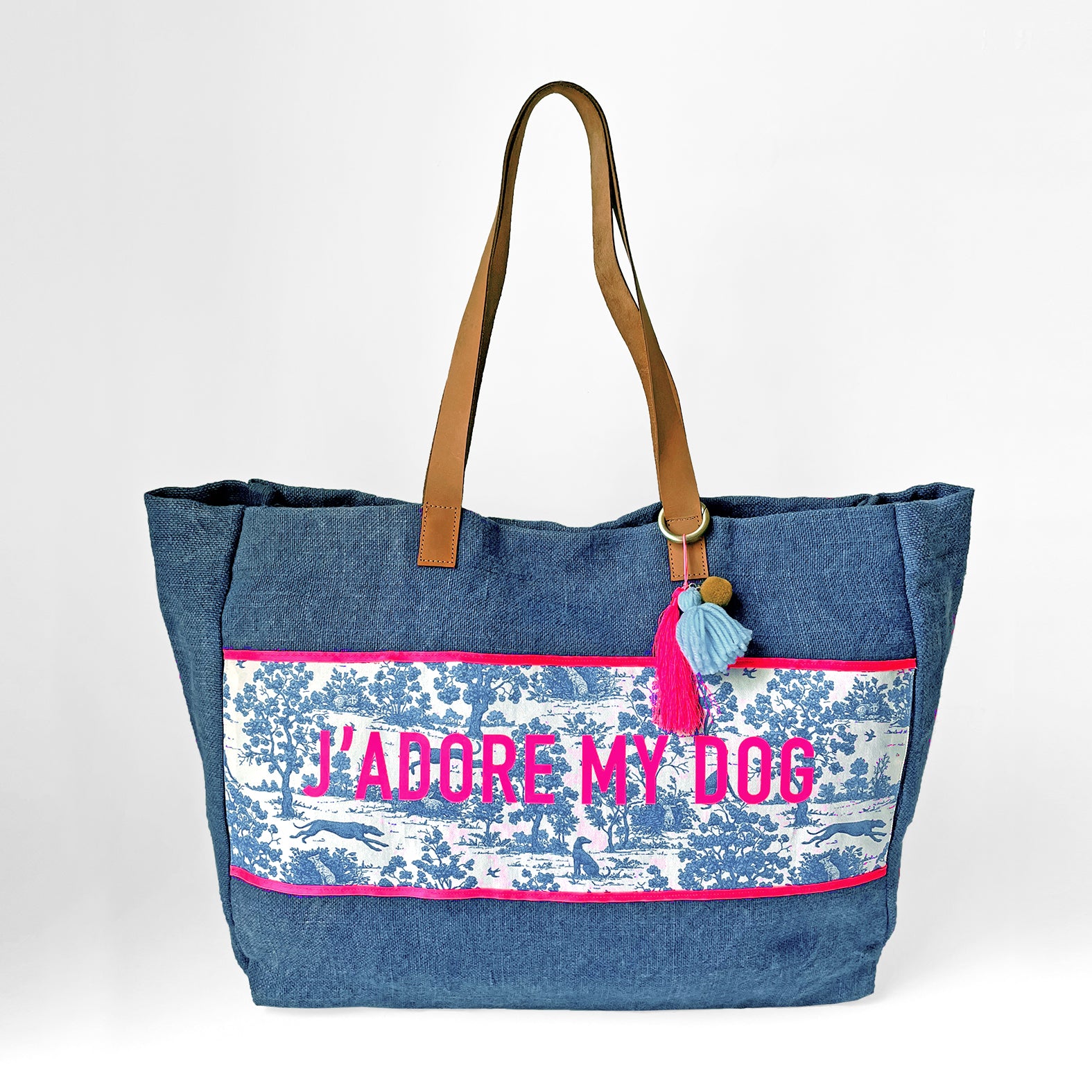 Shopper »J'adore my dog« -  Blau | Neonpink