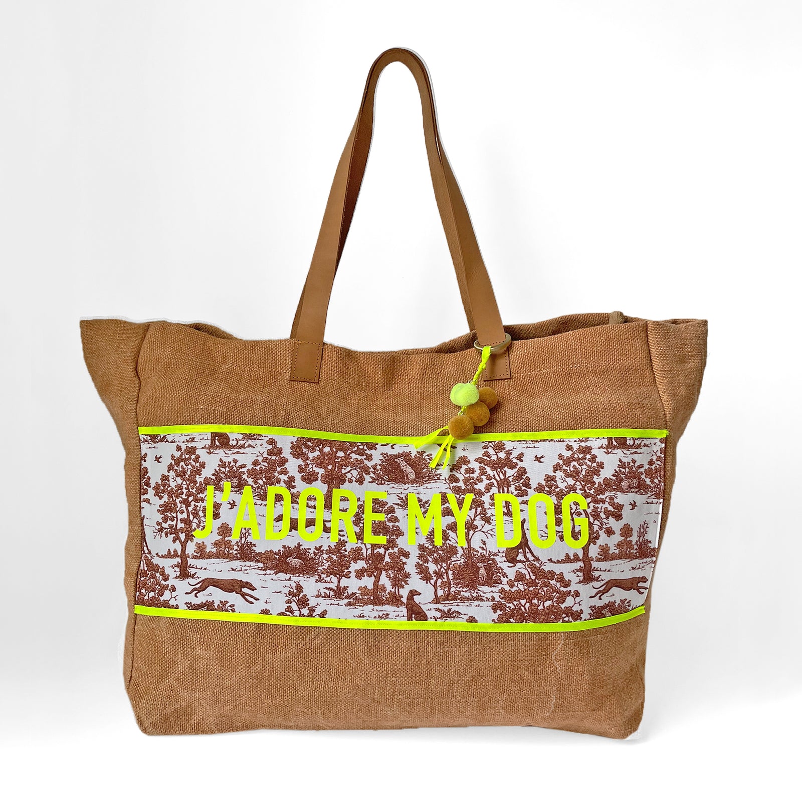 Shopper »J'adore my dog« -  Braun | Neongelb