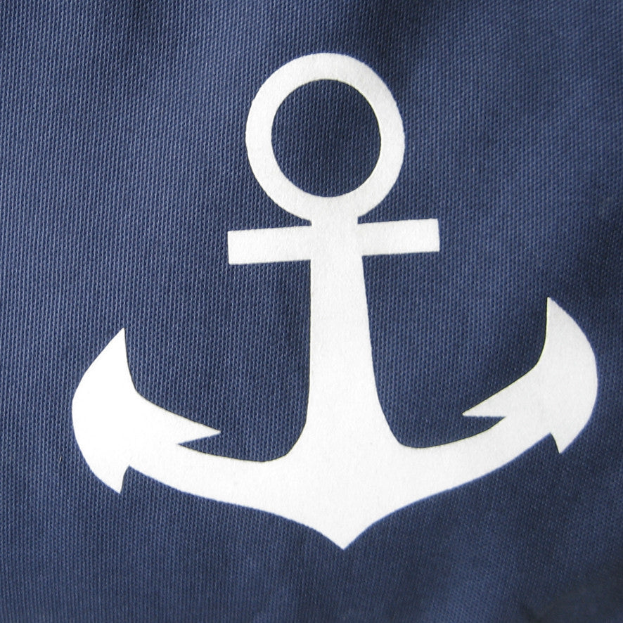 Hundebett rund Marineblau mit Anker Print Weiß Hundekissen für mittlere & große Hunde