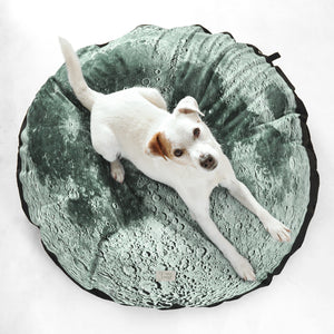 Hundebett rund mit schwarz-weiß Mond Aufdruck für mittelgroße Hunde wie Terrier Mondoberfläche