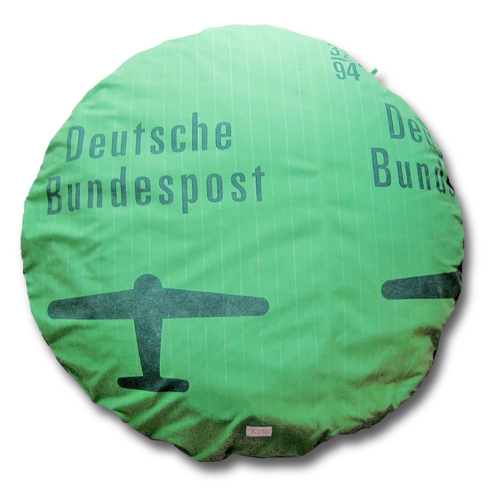 Hundebett rund aus altem Postsack Grün mit Flugzeugen Vintage Upcycling. Einzelstück für kleine bis mittelgroße Hunde.