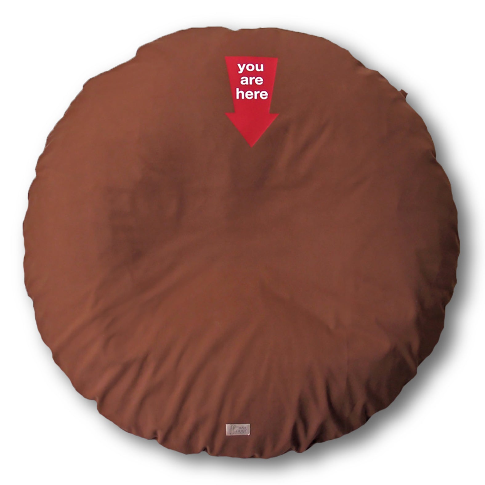 Hundebett rund Hundekissen braun Baumwolle mit Aufdruck Pfeil You are here - für kleine bis mittlere Hunde